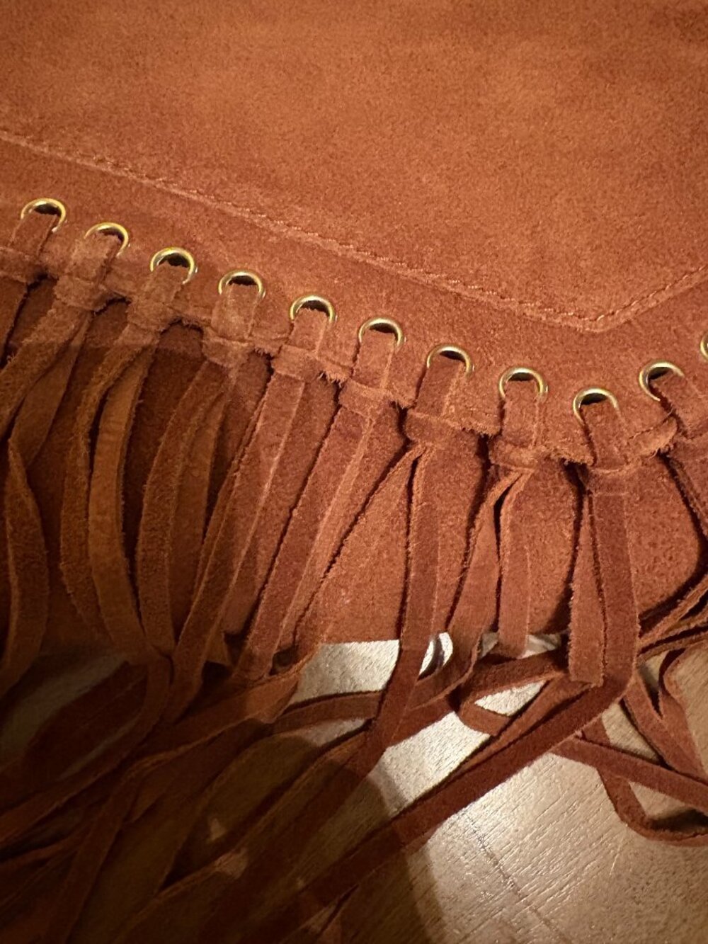 NWT Haute Hippie Boho Suede Fringe Cross Body Bag in Rich Brown. - Picture 6 of 15